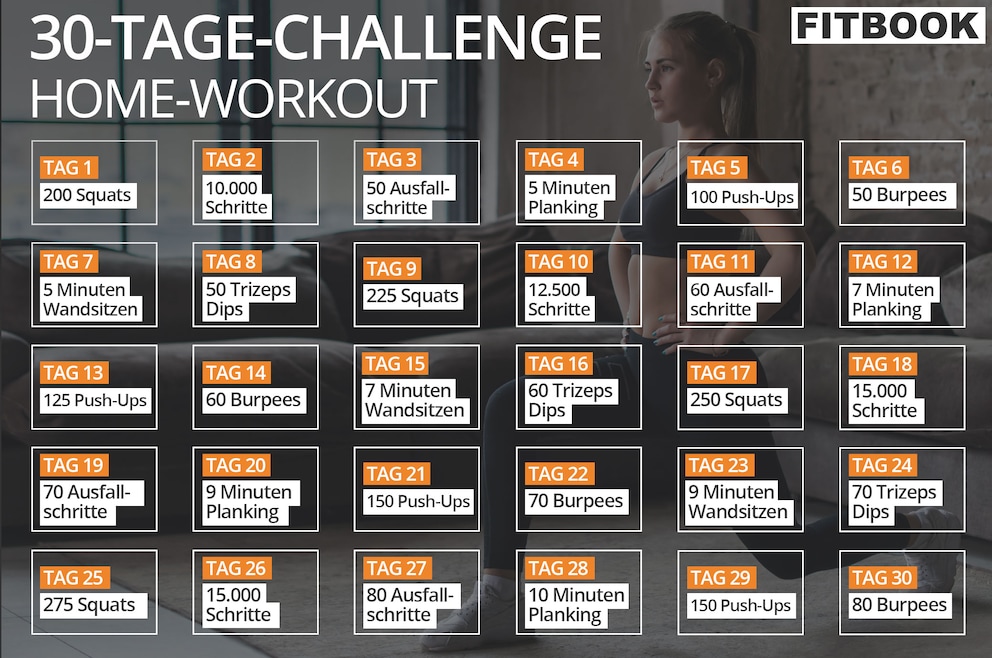30 e Challenge Home Workout Fur Anfanger Und Profis Fitbook